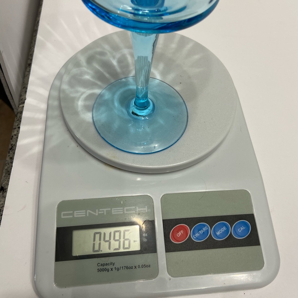 Crystal Blue Turquoise Tall Sherbet Glass Feminine Quite Luxury - Picture 10 of 13